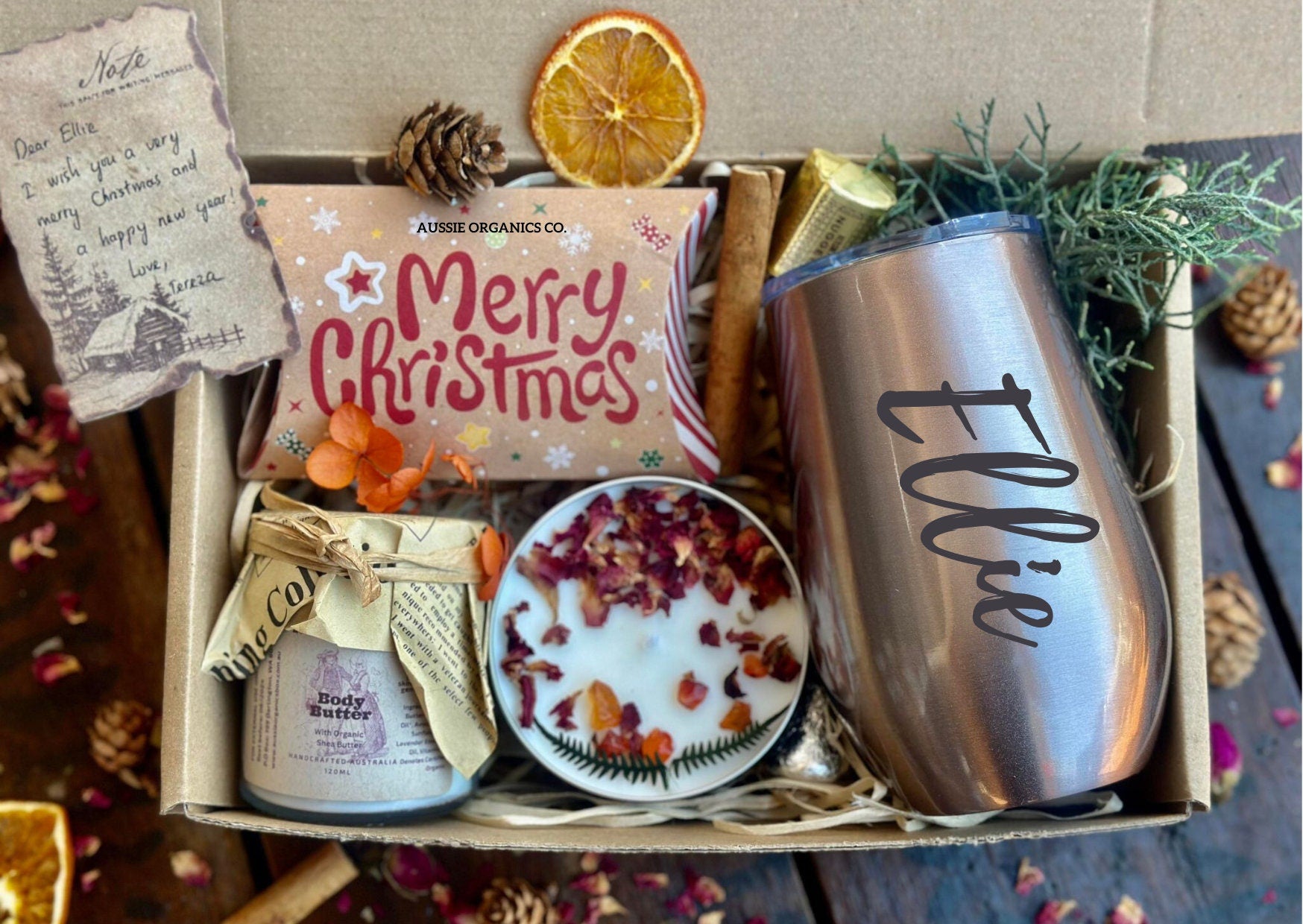 Christmas gift set with personalised tumbler