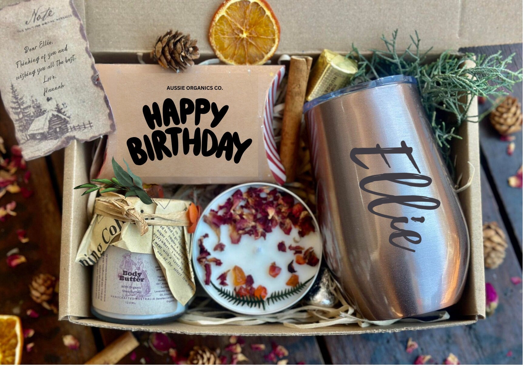 Birthday gift with personalised tumbler